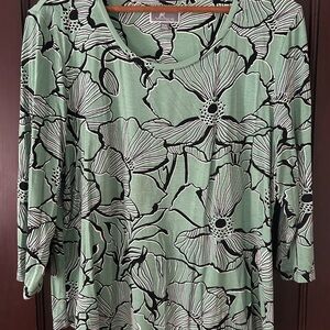 Mint Green Floral Top by JM Collection